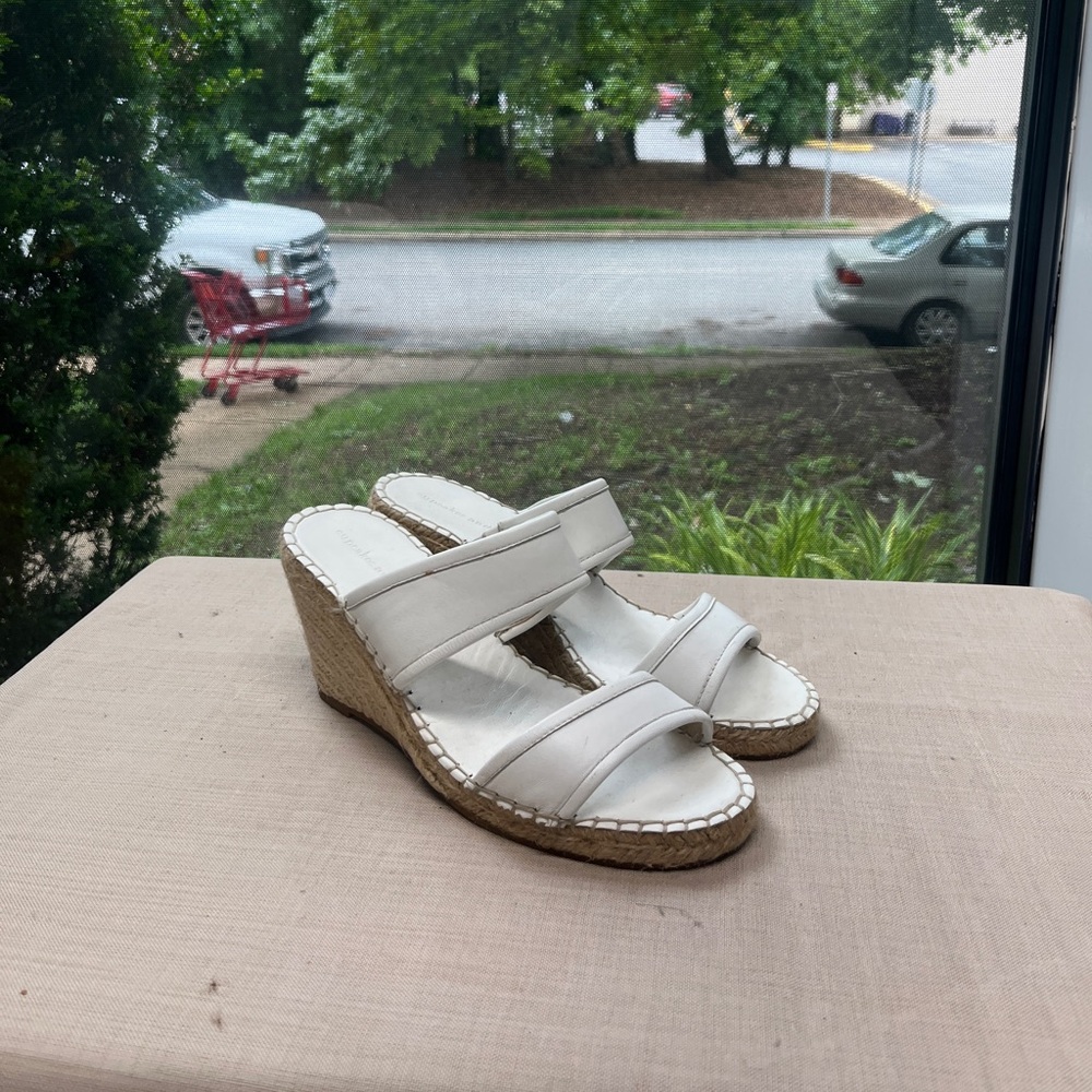 Cupcakes & Cashmere White Wedge Sandals with Elegant Straps
